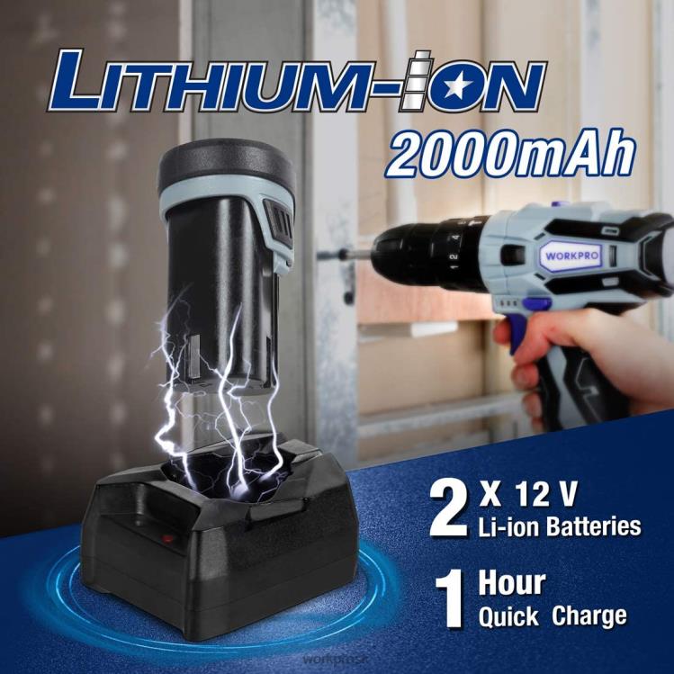 WORKPRO12V 2-rýchlostná súprava akumulátorového skrutkovača, 2 lítium-iónové batérie 2000 mAh a rýchlonabíjačka B2HZ168 nástroj