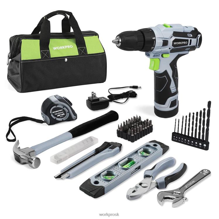 WORKPRO61 ks 12V akumulátorovej vŕtačky a súpravy domáceho náradia, vrátane 14-palcového úložného vrecka B2HZ174 nástroj
