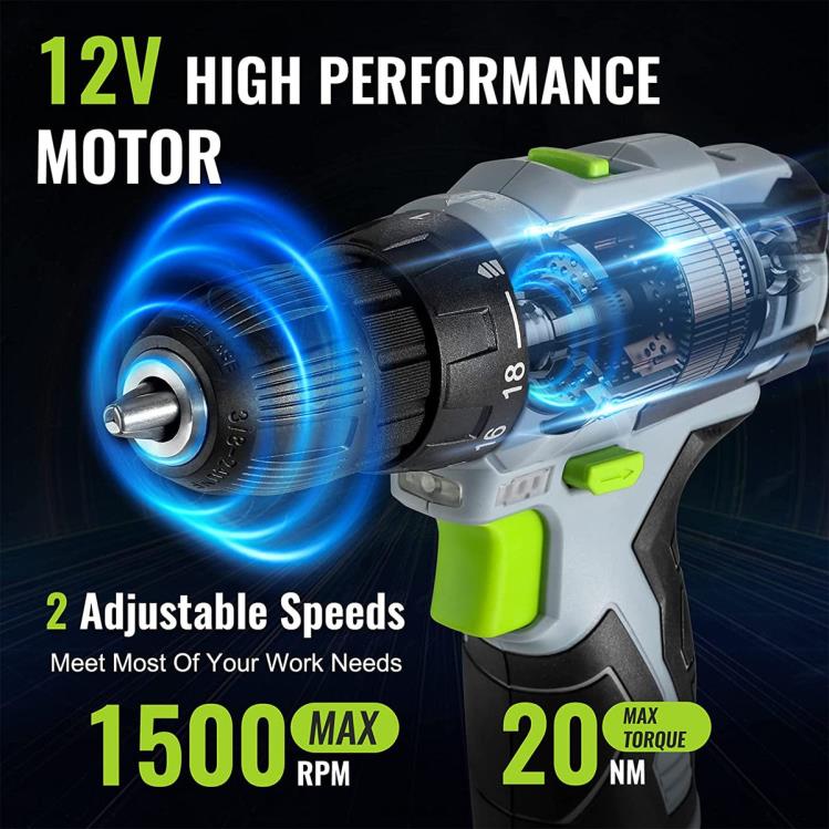 WORKPRO61 ks 12V akumulátorovej vŕtačky a súpravy domáceho náradia, vrátane 14-palcového úložného vrecka B2HZ174 nástroj