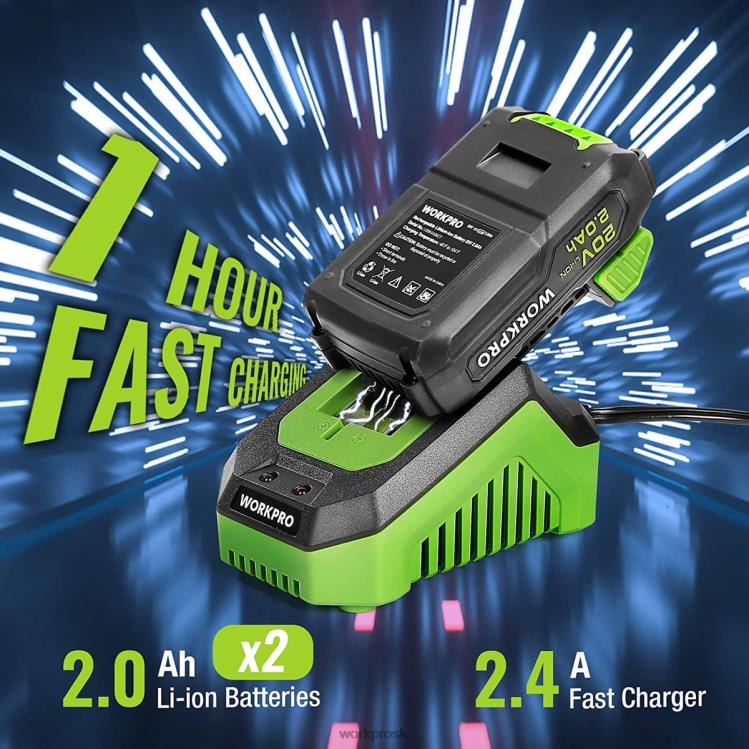 WORKPROSúprava akumulátorového skrutkovača 20 V max, elektrická príklepová vŕtačka so 102 kusmi príslušenstva, 2 x 2,0ah lítium-iónové batérie s rýchlonabíjačkou B2HZ170 nástroj