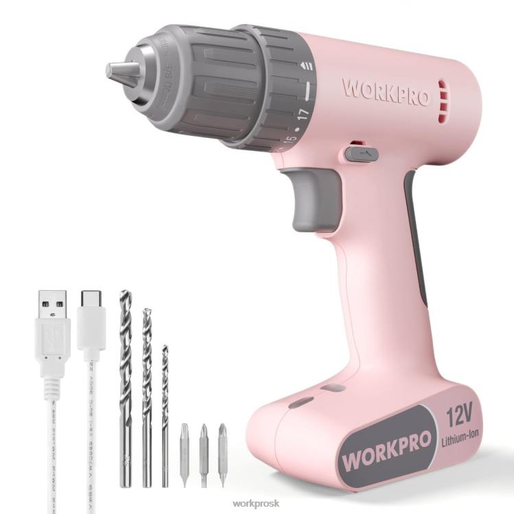 WORKPROSúprava akumulátorového vŕtacieho skrutkovača 12 V so 6 bitmi, rýchloupínacie skľučovadlo 3/8 palcov, variabilné otáčky, nastavenie 18 touque B2HZ175 nástroj