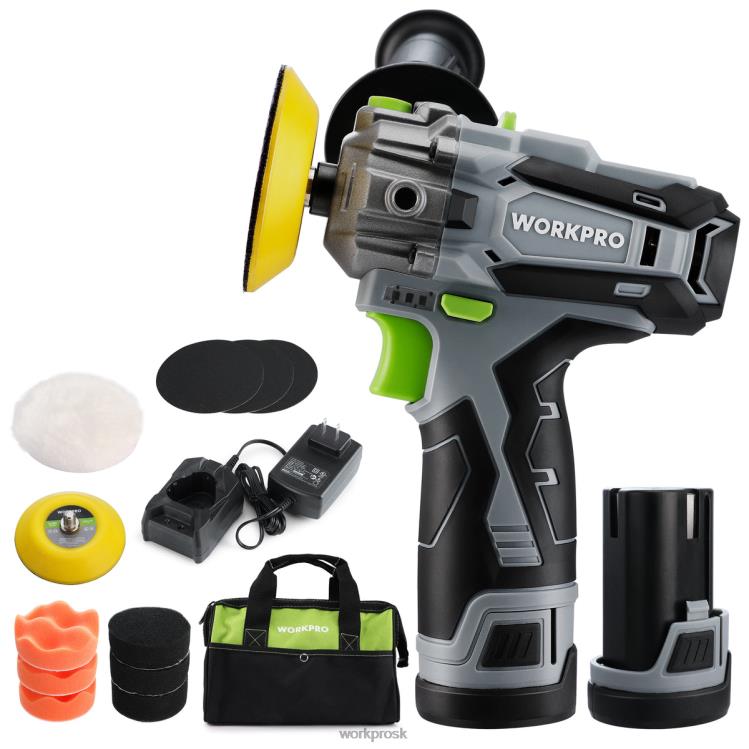 WORKPRO12V akumulátorová leštička, súprava miniatúrneho nárazníka a brúsky s 2 lítium-iónovými batériami B2HZ229 nástroj