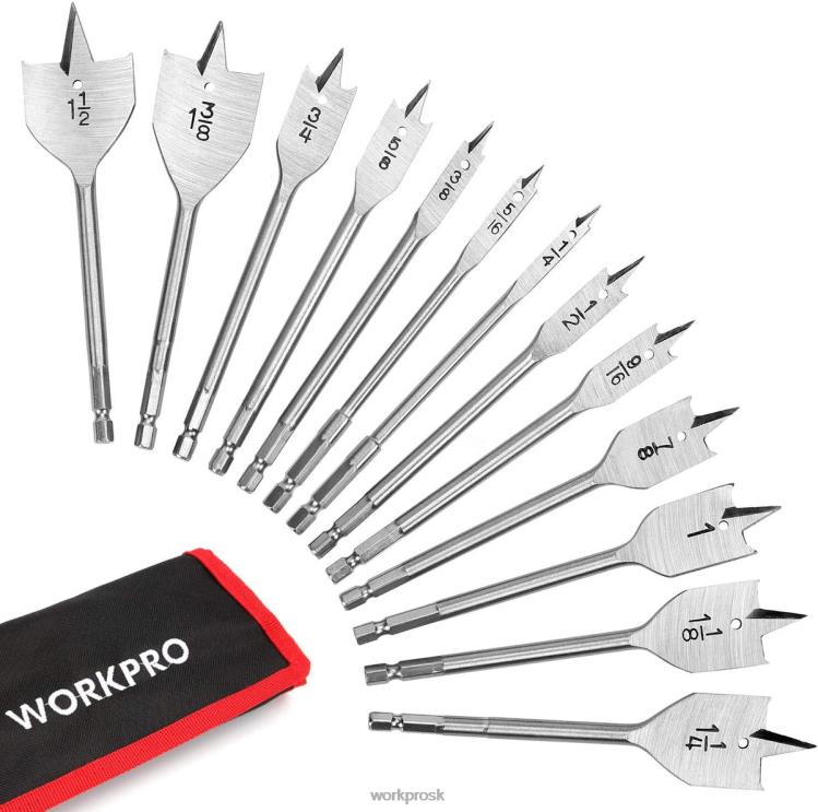 WORKPRO13 ks rýľových vrtákov v sae s nylonovým úložným puzdrom B2HZ211 nástroj