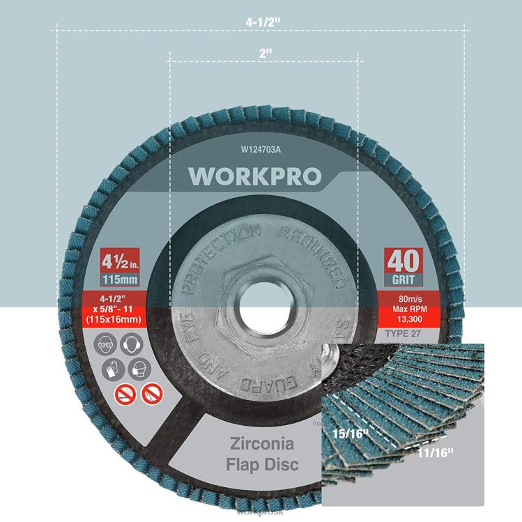 WORKPRO5 ks zirkónového lamelového kotúča, brúsny kotúč uhlovej brúsky, 4-1/2 palcové brúsne kotúče B2HZ206 nástroj