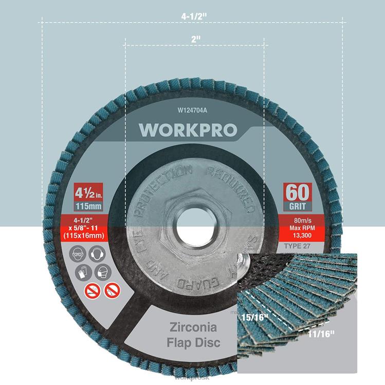 WORKPRO5 ks zirkónového lamelového kotúča, brúsny kotúč uhlovej brúsky, 4-1/2 palcové brúsne kotúče B2HZ206 nástroj