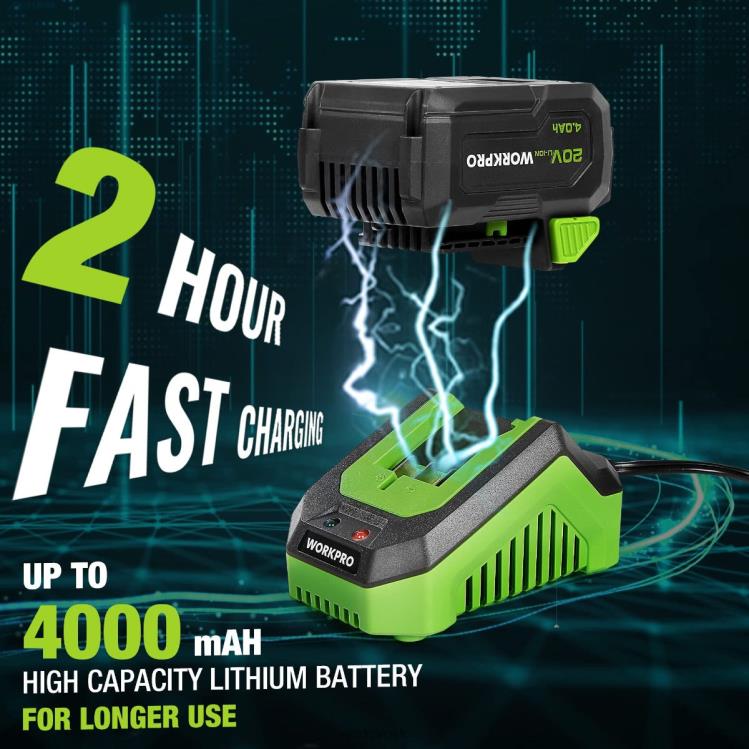 WORKPRO20V akumulátorový rázový uťahovák s batériou 4,0 Ah, rýchlonabíjačkou, 4 rázovými zásuvkami a úložným puzdrom B2HZ188 nástroj