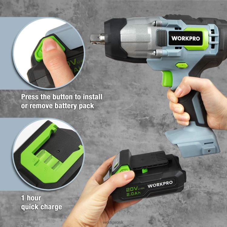 WORKPRO20V akumulátorový rázový uťahovák s rýchlonabíjacou sponou na opasok pre jednoduché prenášanie B2HZ187 nástroj