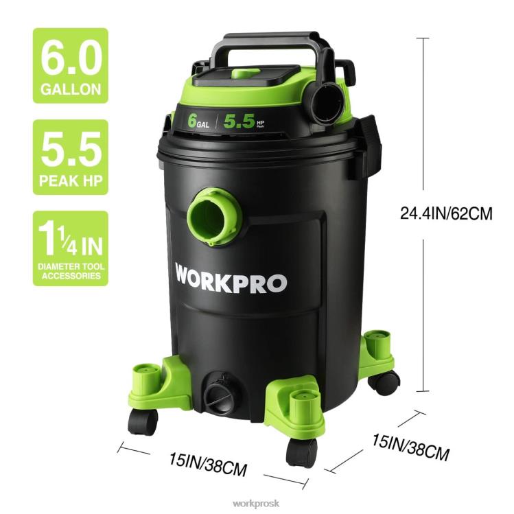 WORKPRO6 galónový dielenský vysávač s výkonom 5,5 konských síl v dielni s hadicou hepa filtra a príslušenstvom B2HZ215 nástroj