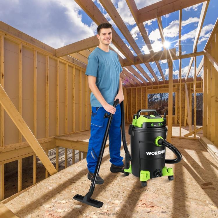 WORKPRO6 galónový dielenský vysávač s výkonom 5,5 konských síl v dielni s hadicou hepa filtra a príslušenstvom B2HZ215 nástroj