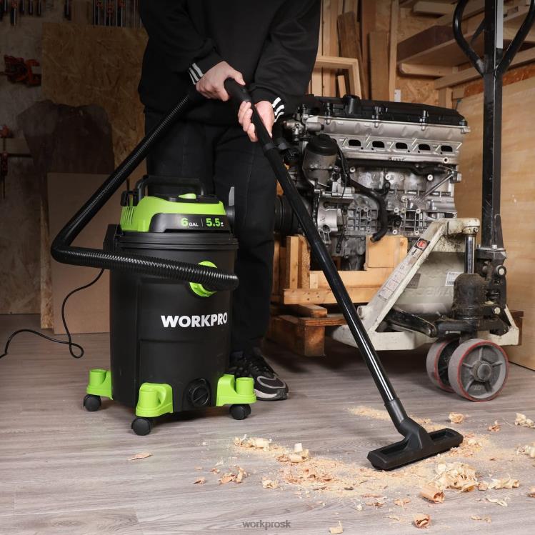 WORKPRO6 galónový dielenský vysávač s výkonom 5,5 konských síl v dielni s hadicou hepa filtra a príslušenstvom B2HZ215 nástroj
