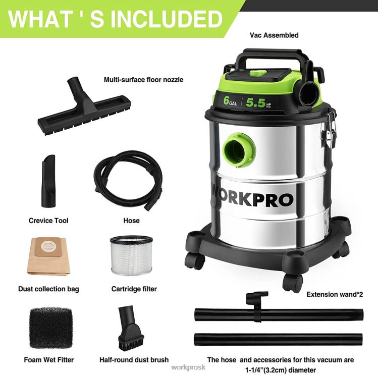 WORKPRO6 galónový vysávač na mokré/suché vysávanie s hepa filtrom, hadicou a príslušenstvom na zber prachu v domácnosti/na pracovisku B2HZ213 nástroj
