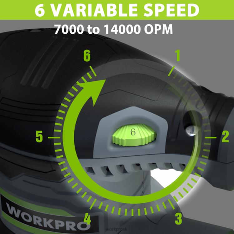 WORKPRO2,5 A elektrická 5-palcová excentrická brúska, 6 premenlivých rýchlostí 7000 až 14000 ot./min. B2HZ233 nástroj