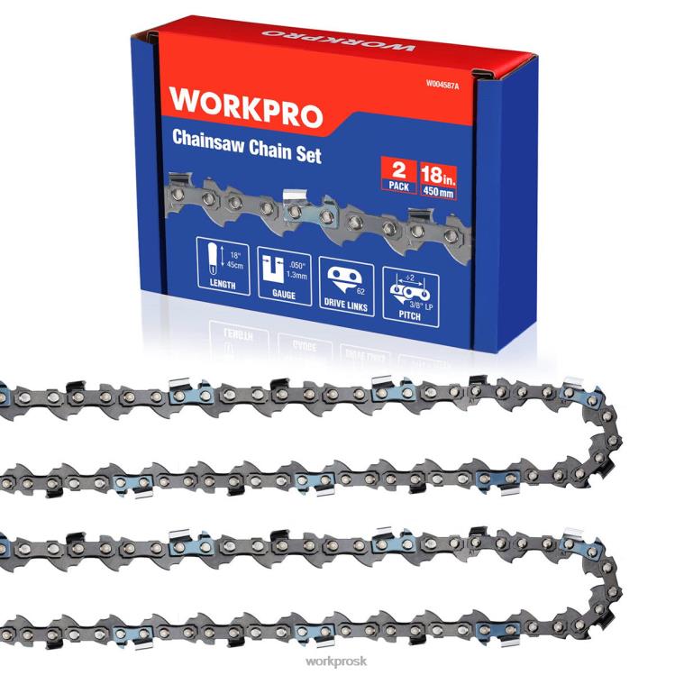 WORKPRODvojzložková reťaz pre reťazovú pílu, 3/8" rozstup, 62 hnacích článkov reťazová píla na rezanie dreva pre diely reťazových píl B2HZ203 nástroj