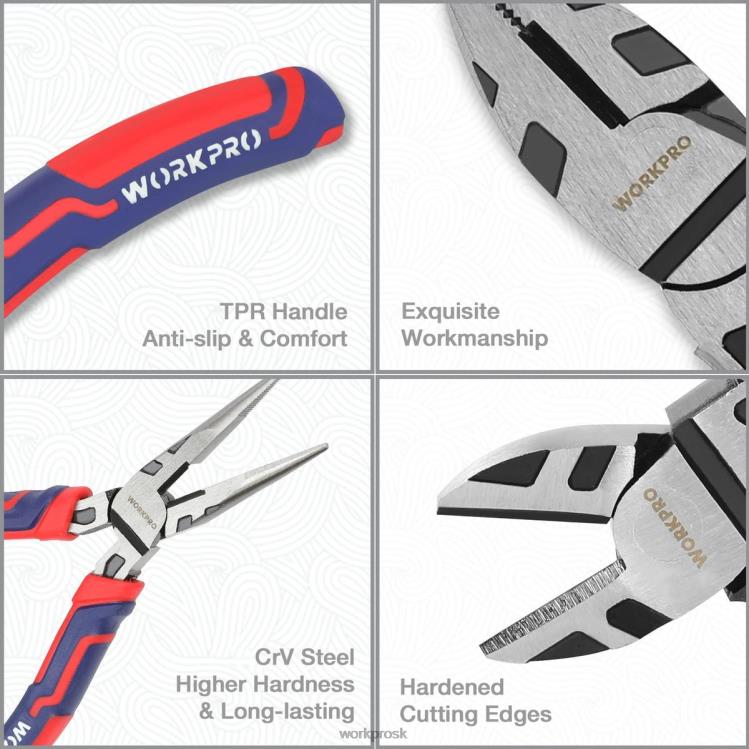 WORKPRO20V akumulátorový rázový uťahovák & 5 ks klieští & 16 ks sada magnetických skrutkovačov & 3 ks sada nastaviteľných kľúčov B2HZ319 nástroj