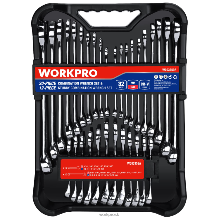 WORKPRO32 ks sae & metric kombinácia 12-dielna sada bežných a úzkych kľúčov B2HZ92 nástroj