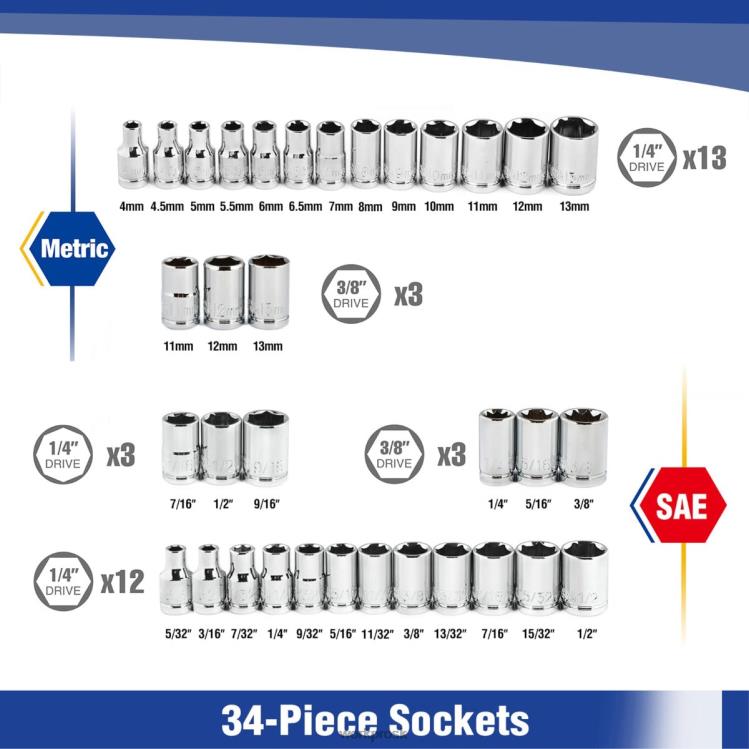 WORKPRO39 ks súprava nástrčných kľúčov, 1/4-palcový a 3/8-palcový súprava malých nástrčných kľúčov B2HZ140 nástroj