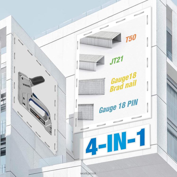 WORKPROklincovačka pre ťažkú ​​hliníkovú klincovačku 4 v 1 s 2000 sponkami B2HZ58 nástroj