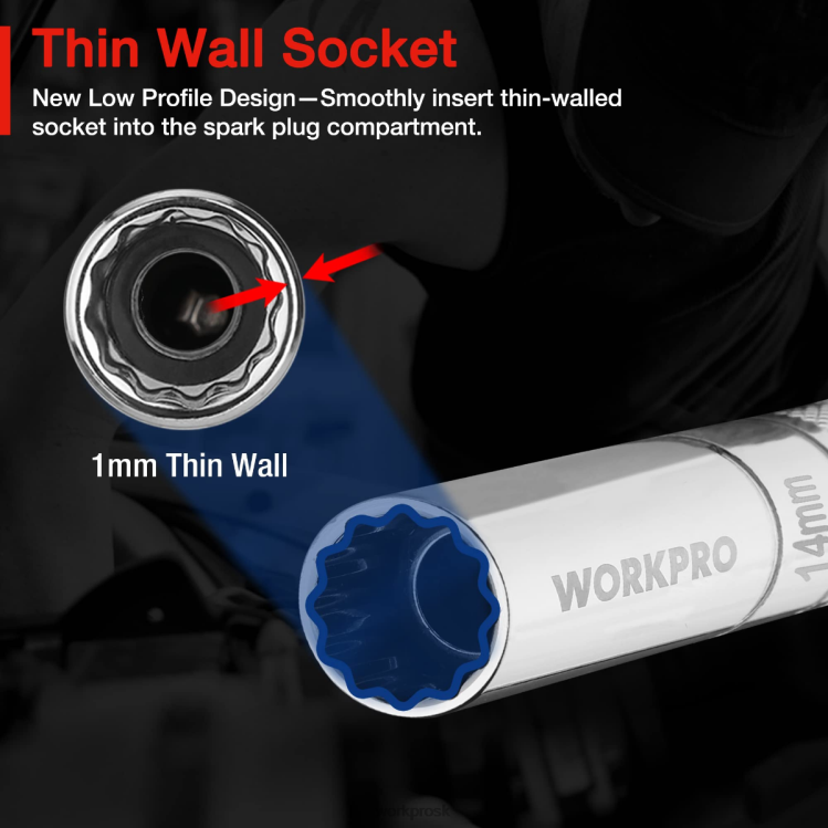 WORKPRO3 ks-14 mm tenká nástenná zásuvka so 6- a 10-palcovými predlžovacími nástavcami, súprava magnetických otočných nástenných sviečok B2HZ143 nástroj