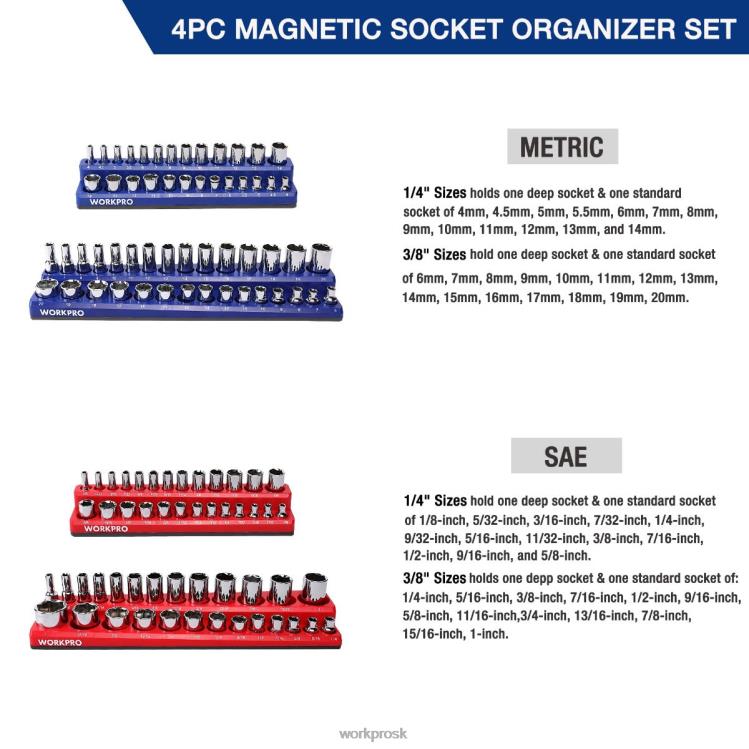 WORKPROSúprava magnetického organizéra zásuviek po 4 ks B2HZ134 nástroj
