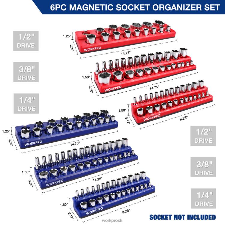WORKPROSúprava magnetického organizéra zásuviek po 6 ks B2HZ126 nástroj