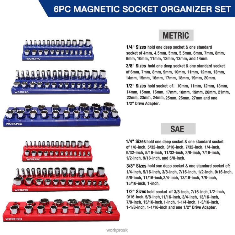 WORKPROSúprava magnetického organizéra zásuviek po 6 ks B2HZ126 nástroj
