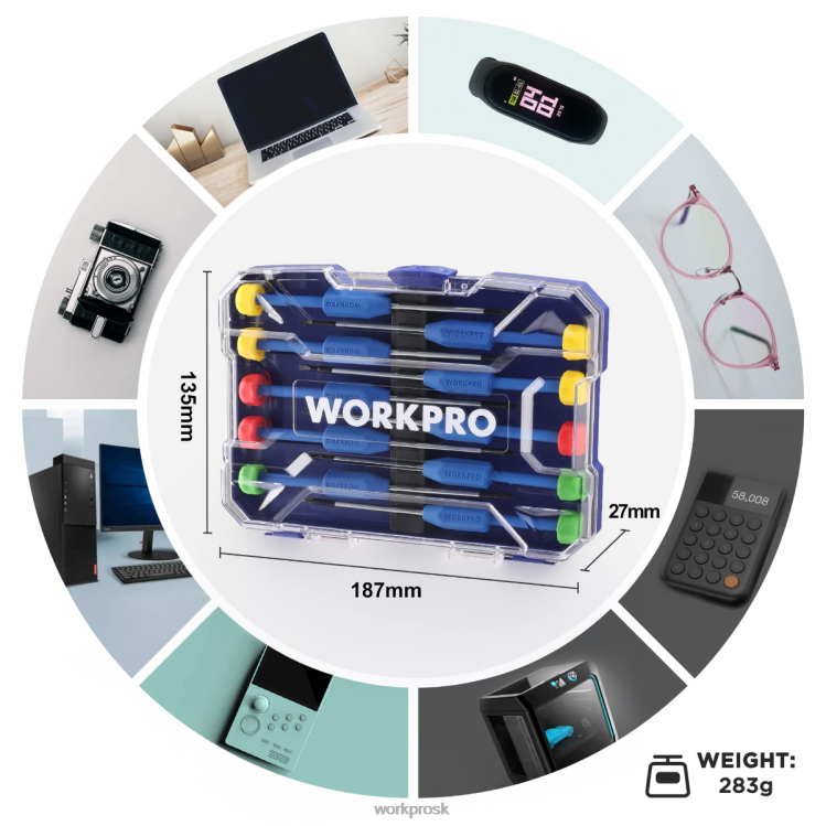 WORKPRO10-dielna súprava presných skrutkovačov s puzdrom, krížový, drážkovaný, torx hviezda, súprava náradia na opravu magnetického skrutkovača, protišmyková rukoväť B2HZ103 nástroj