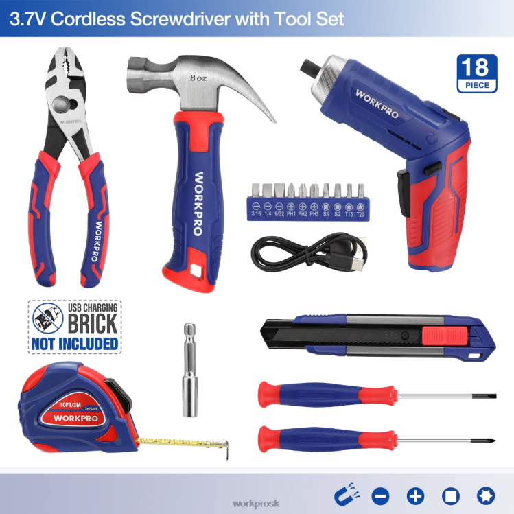 WORKPRO18 ks súprava všeobecného domáceho náradia B2HZ102 nástroj