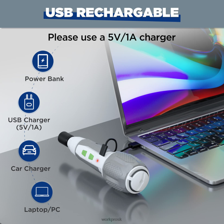 WORKPROBezdrôtová súprava skrutkovačov s nabíjateľným lítium-iónovým akumulátorom 4V USB B2HZ236 nástroj