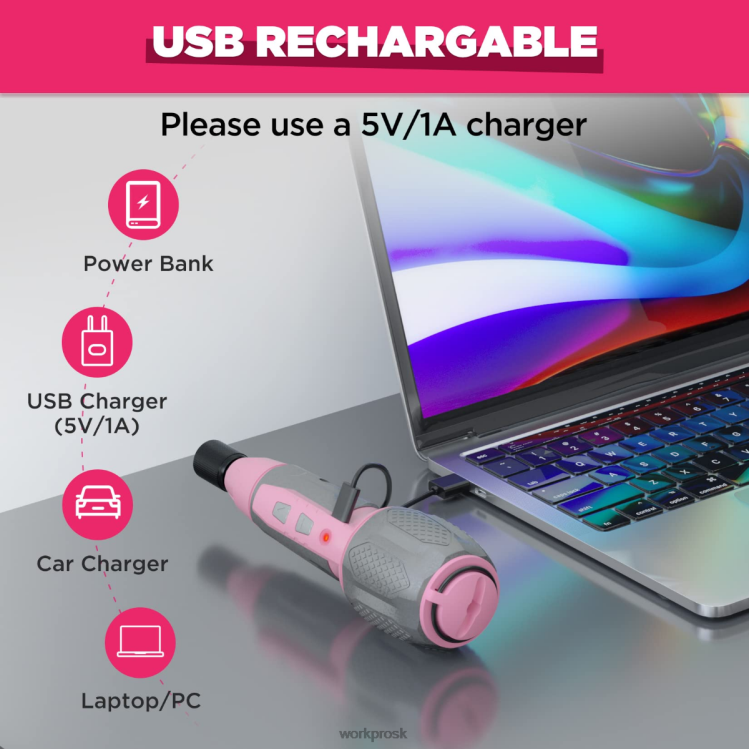 WORKPROBezdrôtová súprava skrutkovačov s nabíjateľným lítium-iónovým akumulátorom 4V USB B2HZ236 nástroj