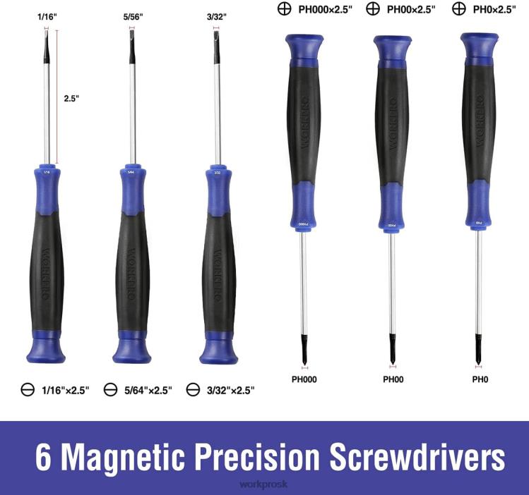 WORKPROsada magnetických skrutkovačov, 16 ks torx drážkových krížových skrutkovačov s magnetizérom B2HZ98 nástroj