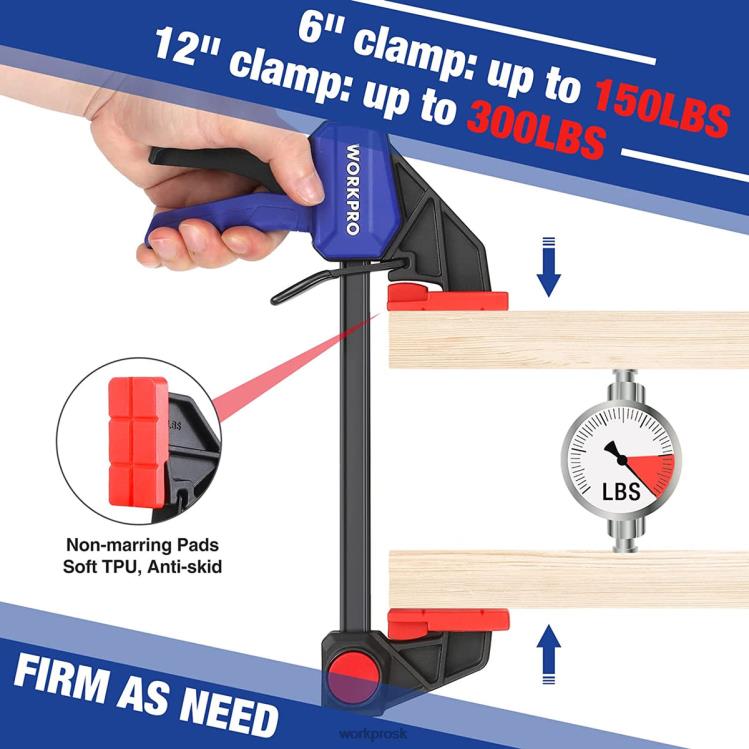 WORKPROtyčové svorky na obrábanie dreva, 150/300lbs cap B2HZ121 nástroj