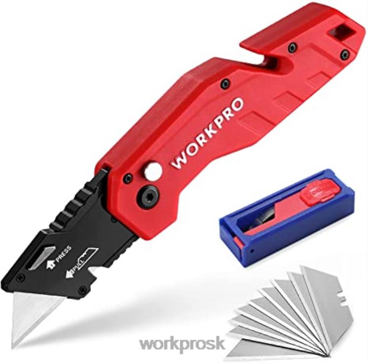 WORKPROskladací nôž s 10-dielnou prídavnou čepeľou z ľahkej nylonovej rukoväte B2HZ38 nástroj