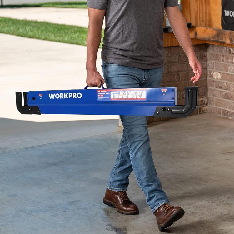 WORKPRO2 ks skladací pílový koník nastaviteľný pre ťažký výkon s 2x4 opornými ramenami, nosnosť 3000 libier, 24-32 palcové výškovo nastaviteľné nohy, otočné nohy a podporné kolíky B2HZ35 skladovanie