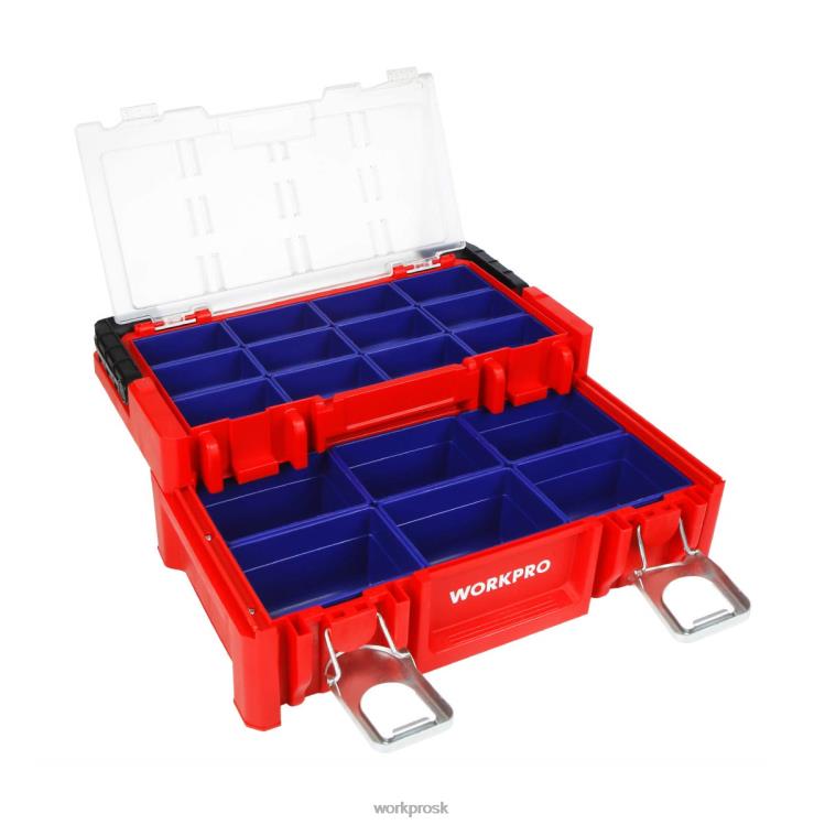 WORKPRO17-palcový plastový box na náradie, úložný box s uzamykacím vekom a rukoväťou z nehrdzavejúcej ocele B2HZ25 skladovanie