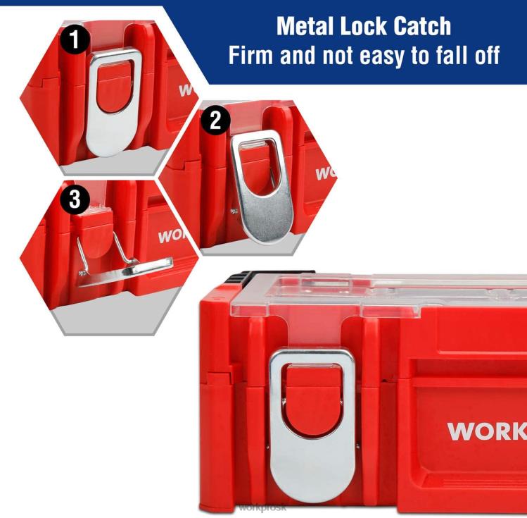 WORKPRO17-palcový plastový box na náradie, úložný box s uzamykacím vekom a rukoväťou z nehrdzavejúcej ocele B2HZ25 skladovanie