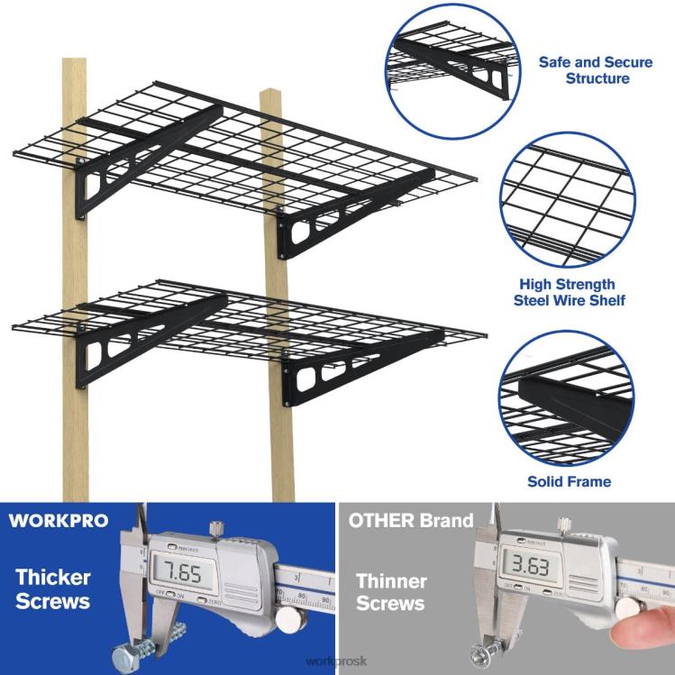 WORKPRO2-balenie 2 x 4 stopy vysokovýkonné garážové nástenné police, nosnosť 400 libier (celková) B2HZ14 skladovanie