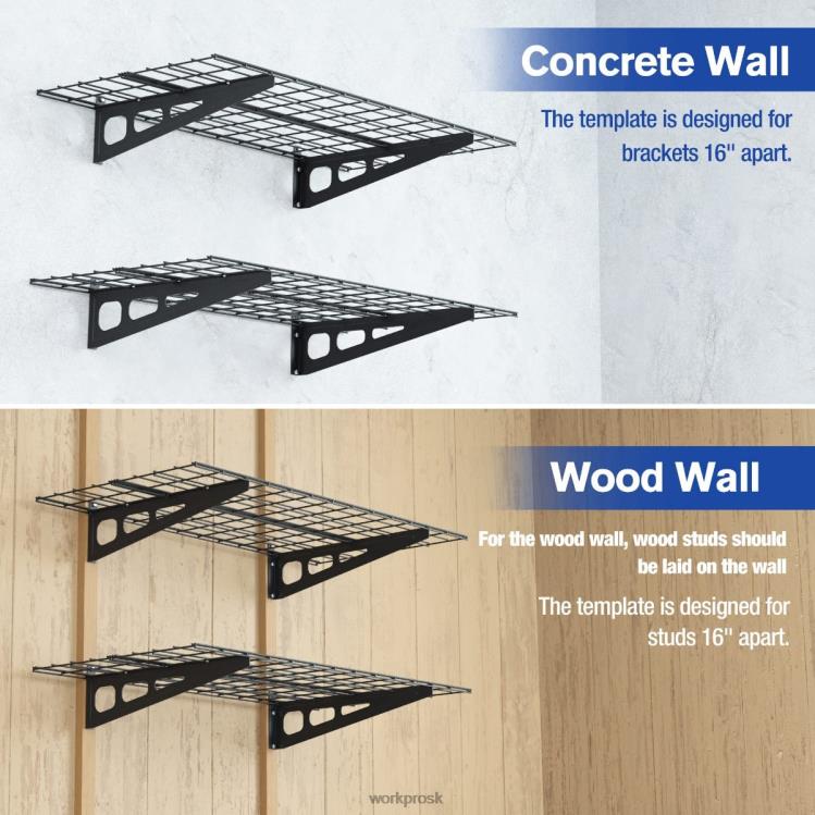 WORKPRO2-balenie 2 x 4 stopy vysokovýkonné garážové nástenné police, nosnosť 400 libier (celková) B2HZ14 skladovanie