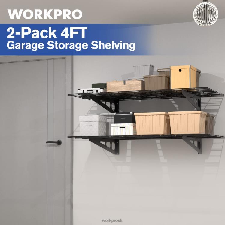 WORKPRO2-balenie 2 x 4 stopy vysokovýkonné garážové nástenné police, nosnosť 400 libier (celková) B2HZ14 skladovanie