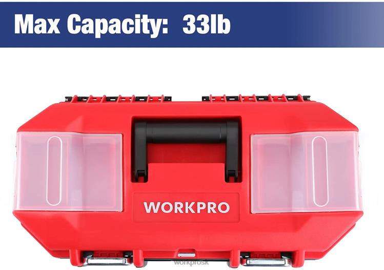 WORKPROprenosná skrinka na náradie s odnímateľným zásobníkom skrinka na náradie s 2 kovovými západkami B2HZ33 skladovanie