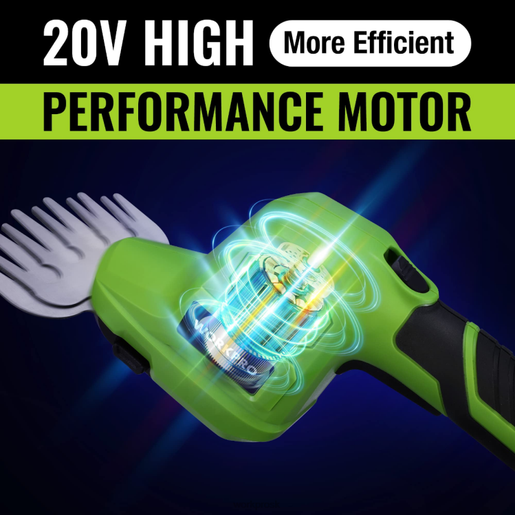 WORKPRO2v1 20V elektrické akumulátorové nožnice na živý plot na trávu a ručný zastrihávač kríkov s 2,0ah nabíjateľnou lítium-iónovou batériou a 1 hodinovou rýchlonabíjačkou B2HZ302 nástroj