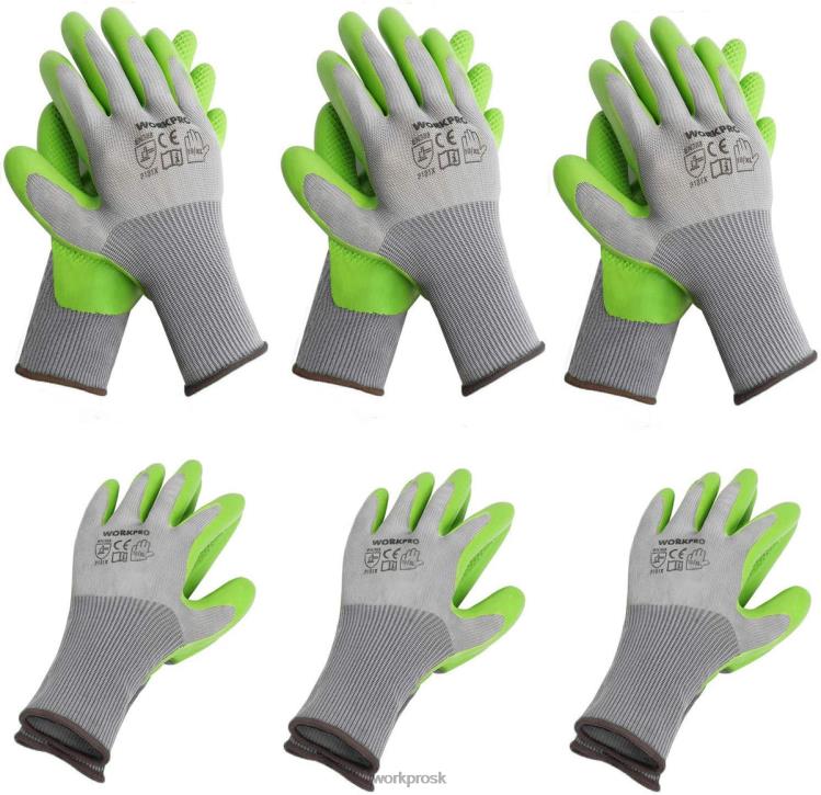 WORKPRO6 párov záhradných pracovných rukavíc s dlaňou potiahnutou eko latexom B2HZ275 nástroj